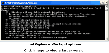 netVigilance WinArpd options